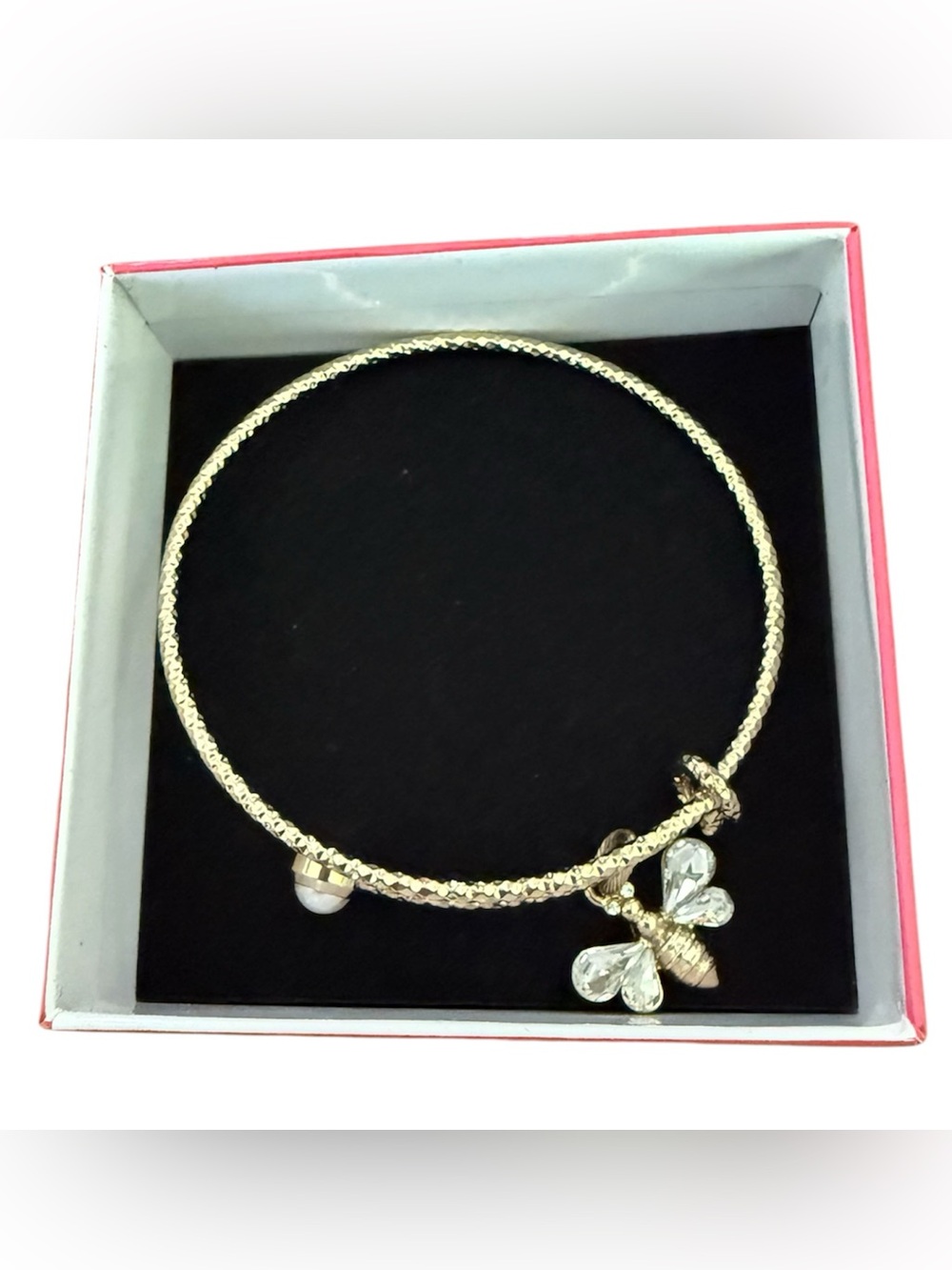 Gold Bee Charm Bracelet with Crystal Wings - Picture 2 of 4
